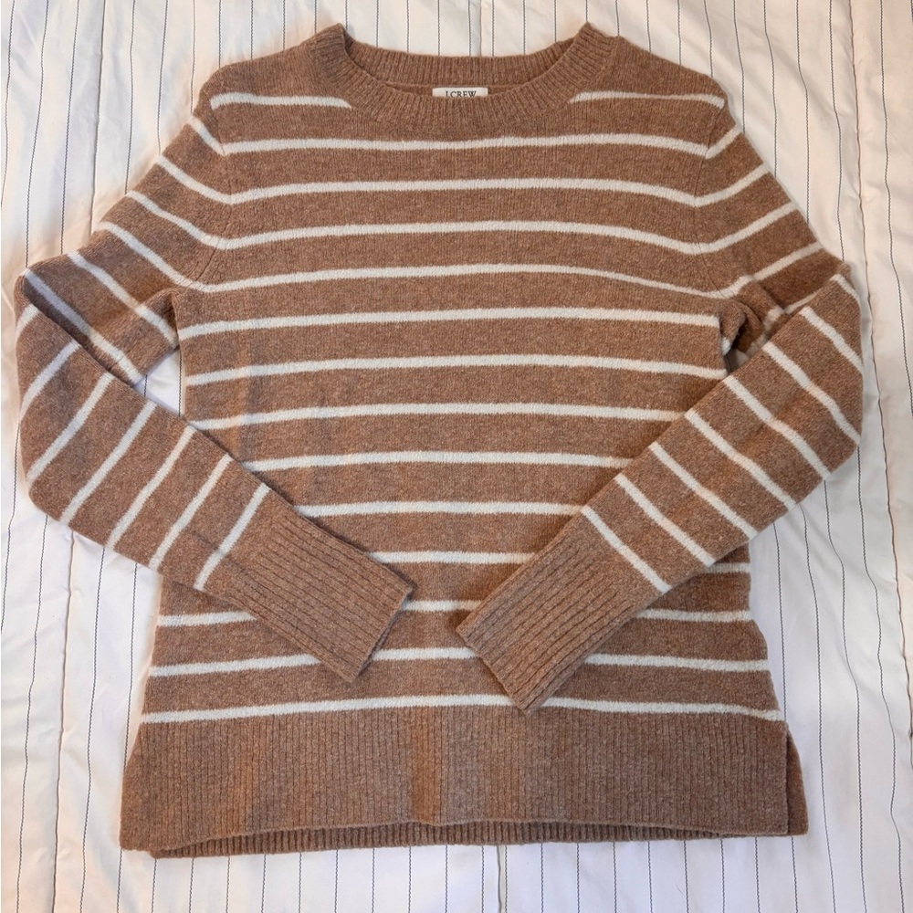 J. Crew Extra-Soft Tan and Cream Sweater